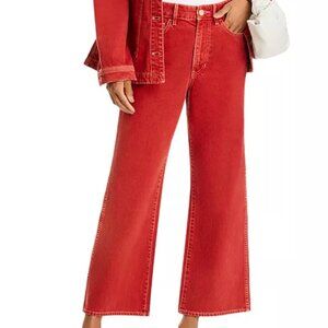 NWOT Veronica Beard Taylor Cropped High Rise Jeans in Brick Red